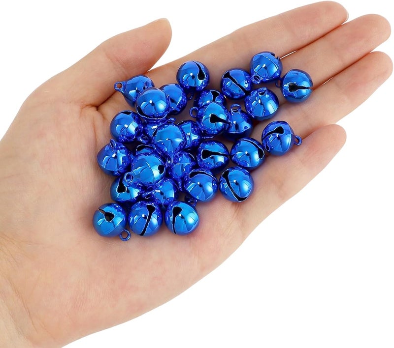 LIGHOON 1/2 Inch Jingle Bells Small Bell Mini Bells, Tiny Crafts Bells, DIY for Christmas Home Making Ornaments Wreath Pet Decorations Bracelet Anklets Necklace Knitting Jewelry Making 120 Pcs, Blue - Image 3